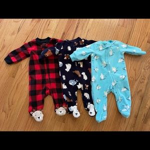 Carters Baby Boy 3 Month Fleece Sleepers Lot of 3